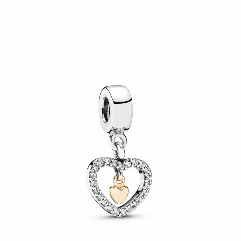 Pandora Forever In My Heart Charm Ireland - Two Tone/Cubic Zirconia - 092456VIU